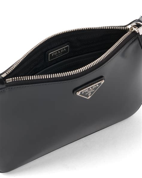 prada pouch leather|prada brushed leather shoulder bag.